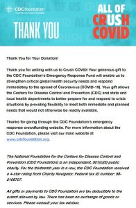 CDC Foundation Acknowledgement Letter