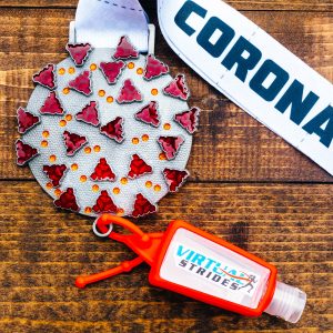 Virtual Strides Virtual Run - Coronavirus Relief virtual race medal and hand sanitizer keychain