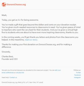 Donors Choose Donation Letter