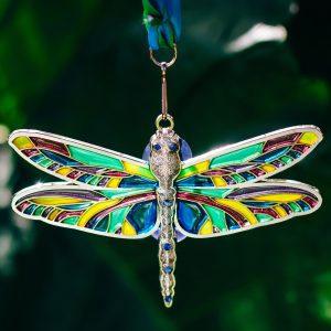 Virtual Strides Virtual Run - Dragonfly stained glass suncatcher medal