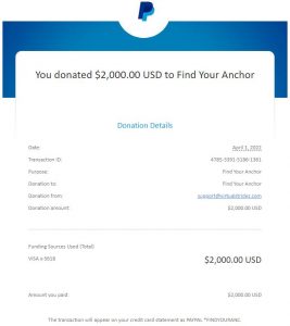 Find Your Anchor Donation