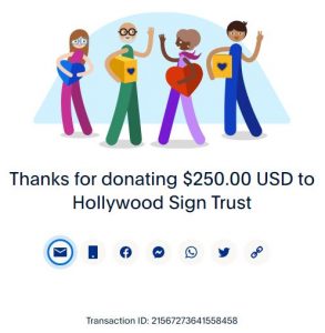 Hollywood Sign Trust Donation