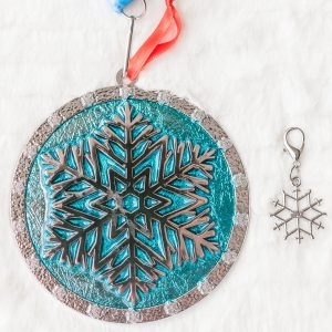 Virtual Strides Virtual Run - Let It Snow ornament medal with snowflake zipper pull