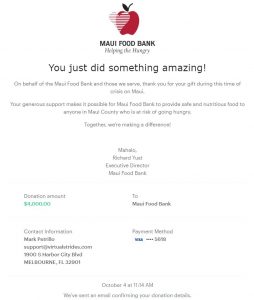 Maui Food Bank Donation