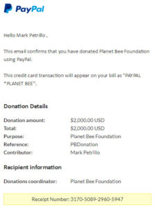Planet Bee Foundation Virtual Race Donation