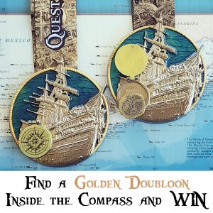 Virtual Strides Virtual Run - Quest for the Golden Doubloon Shipwreck medal with Coin