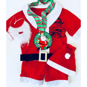 Virtual Strides Partner Virtual Race - Run Run Santa Santa suit and medal