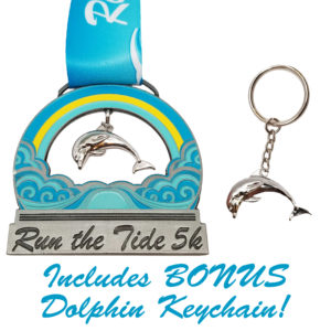 Virtual Strides Partner Virtual Race - Run The Tide Medal with Dolphin Keychain