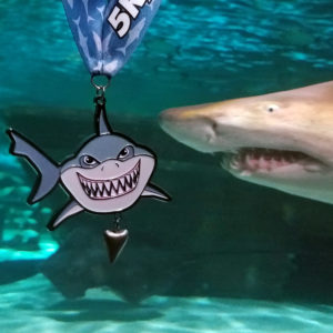 Virtual Strides Virtual Race - Shark Tooth - Shark Medal with Shark Tooth Charm