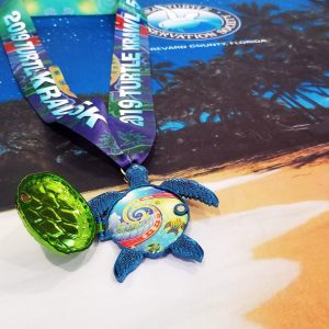 Virtual Strides Partner Virtual Race - Turtle Krawl 2019 Sea Turtle Medal & Tech Shirt