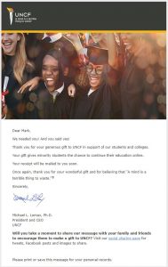 United Negro College Fund Donation Acknowledgement